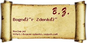 Bognár Zdenkó névjegykártya